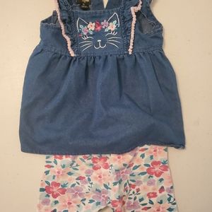 Girl's short set with denim style top. Size 4T.
